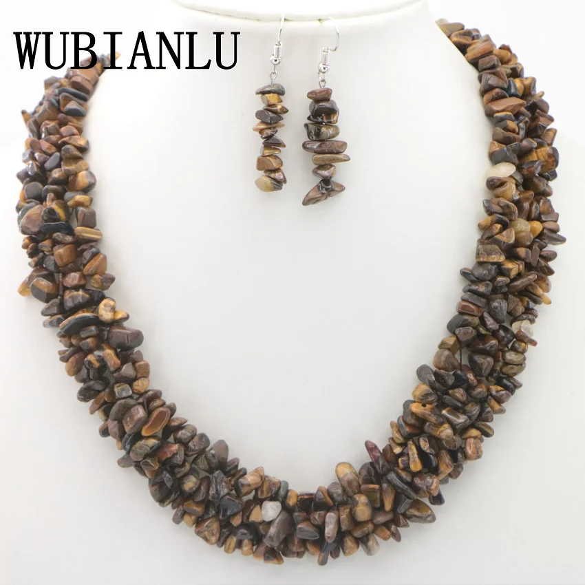 WUBIANLU Garnet Purple Crystal Fluorite Coral Crystal Necklace Earrings Hot Sale Suitable Women Banquet Jewelry Fashion Style