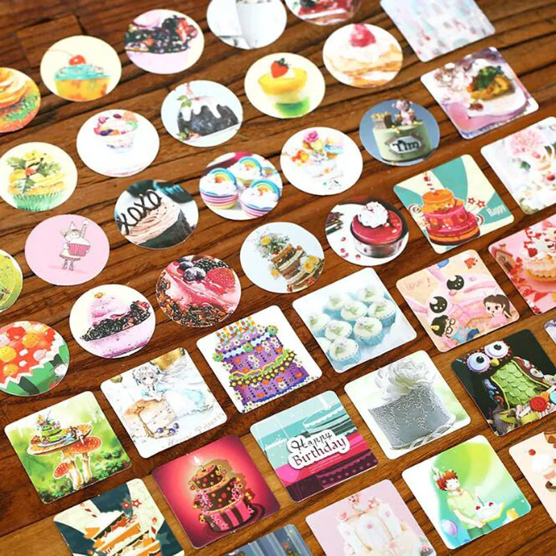 Cute Stickers Happy Birthday Cake Pattern Sticker Stationery Scrapbook Album Decoration DIY Korea Office School Supplies