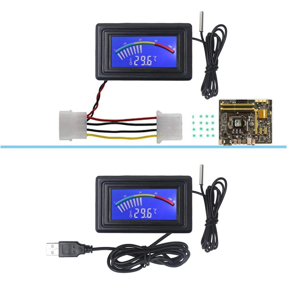 -50-110C Digital LCD Pointer Thermometer Car Water Temperature Meter Gauge C/F for Computer Case Boiler Air Conditioning