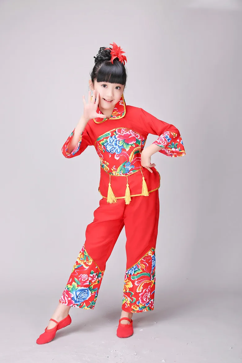 Costume de danse du nouvel an pour enfants, vent chinois national, danseuse de mouchoir pour enfants