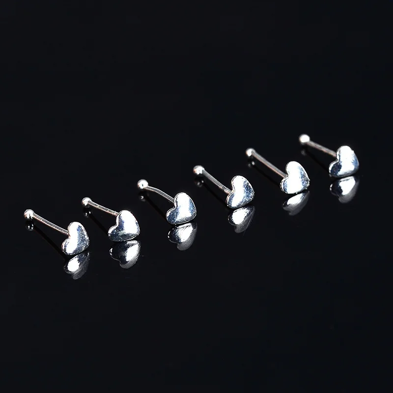 WALERV Fashion Jewelry 24PCS Boxed Nose Studs Heart Shape Nose Piercing Rings For Women Indian Nose Nail Sexy Female