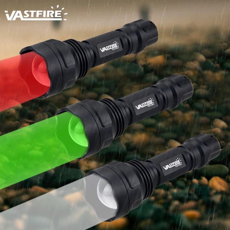 Upgrade New Tactical Green/Red/White Hunting Torch Zoomable Flashlight 250-300 Yards 1 Mode Weapon Light LED Lantern