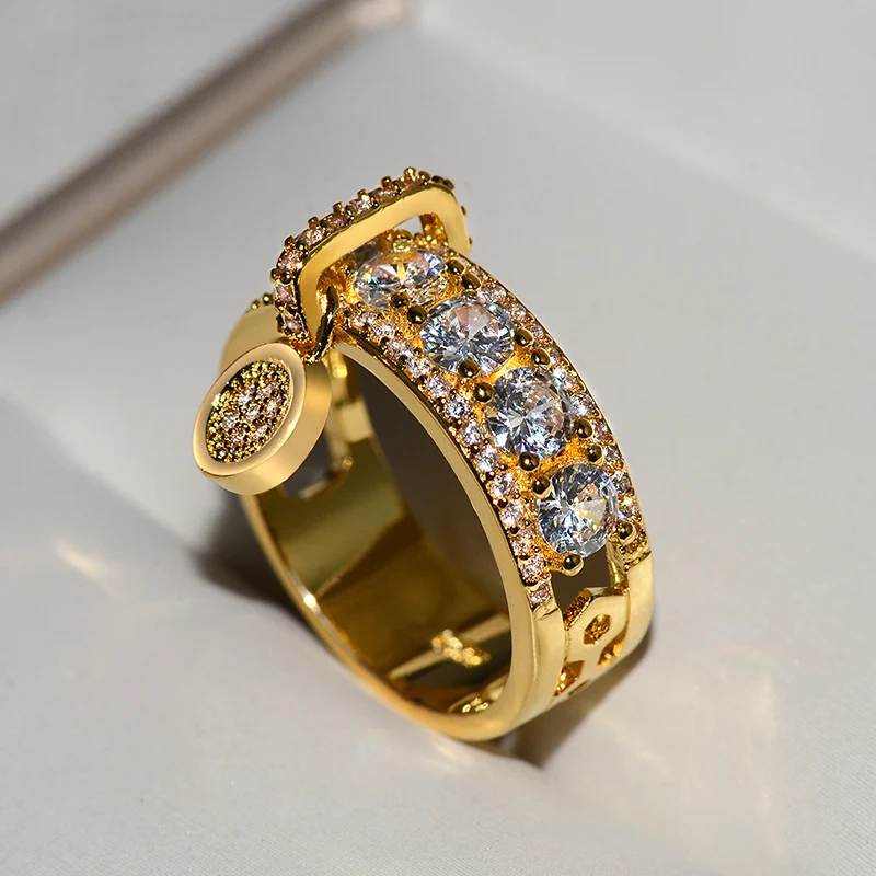 Hot sale White Zircon Engagement Ring Vintage Rose Gold Filled Wedding Rings For Women Fashion Jewelry