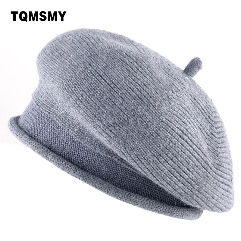 Djmsmy chapéu feminino de lã misturada, gorro planas para mulheres, de malha de lã, casual, boina feminina, chapéus de inverno para mulheres