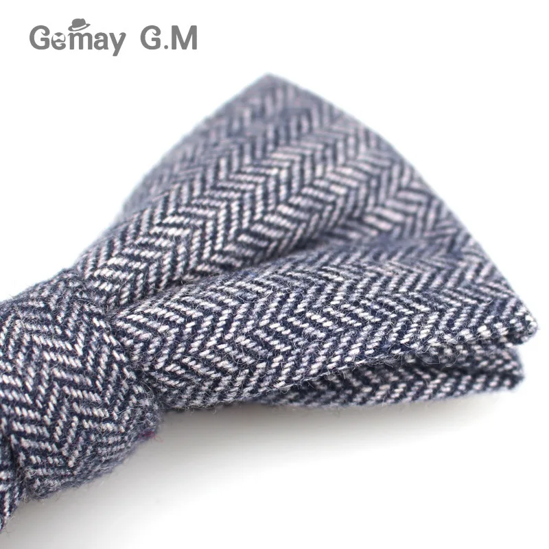 New Arrival Wool Bow Ties for Men Casual Wool Groom Bowties High Quality Solid Color Adjustable Winter Bowtie for Wedding