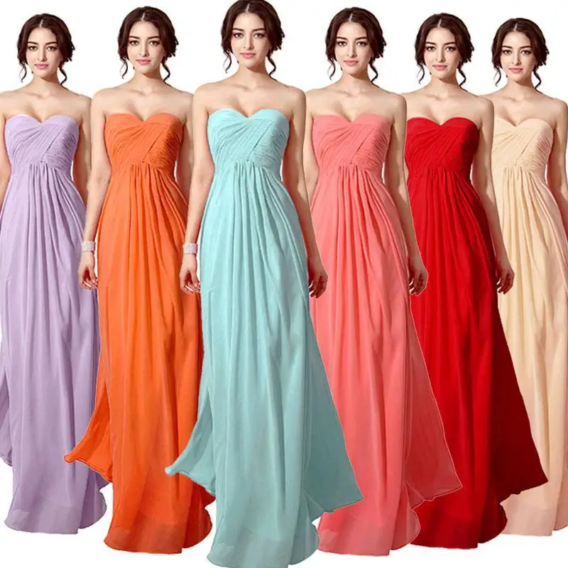 Real Photo Elegant Pleat Cheap Long Prom Dress 2018 new Chiffon Sweetheart Party Dress Sexy vestidos longo Evening Gowns