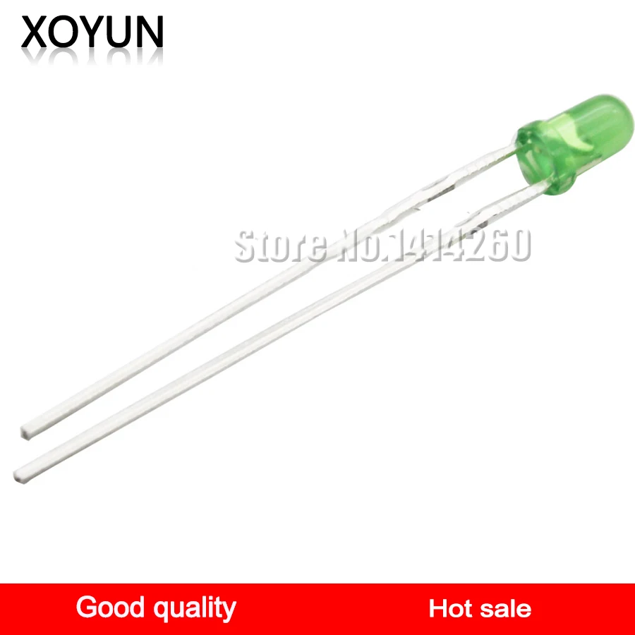 

100pcs/lot 3MM green emitting green LED high light emitting diode green emitting diode pin length is 27MM