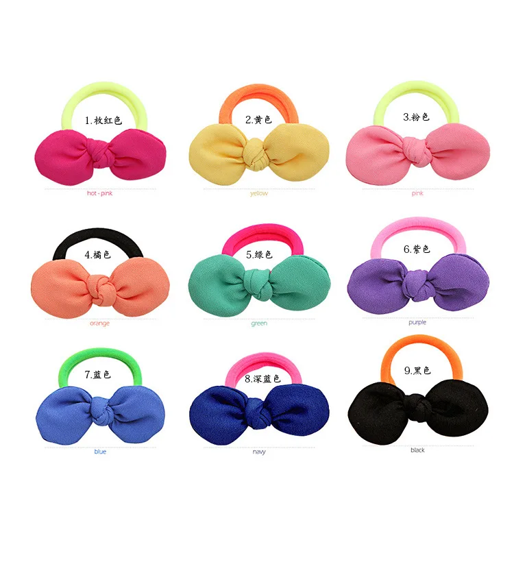 50 pieces / lot fashion women girls rubber bandage soft tissue bows hair bands kids hair accessories scrunchies