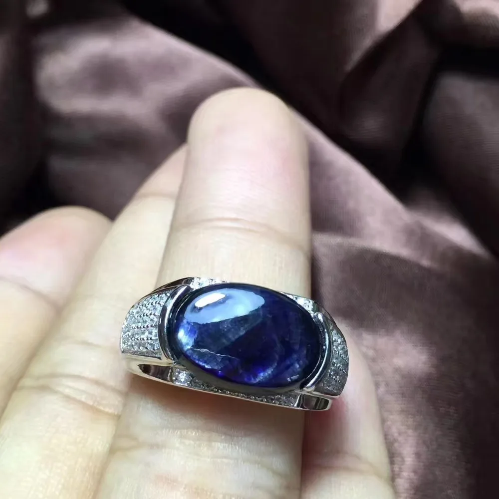 Free shipping Natural and Real Sapphire Man Ring 925 sterling silver Wholesales Fine jewelry Natural Sapphire Man Ring 10*14mm