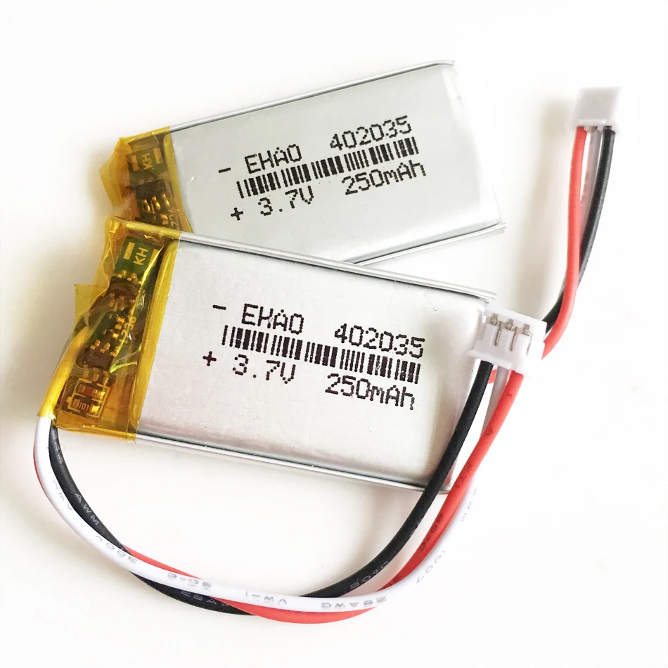 3.7V 250mAh litowo-polimerowa LiPo akumulator 402035 + JST 1.5mm 3-pinowa wtyczka do bransoletka Bluetooth inteligentnego zegarka GPS Mp3