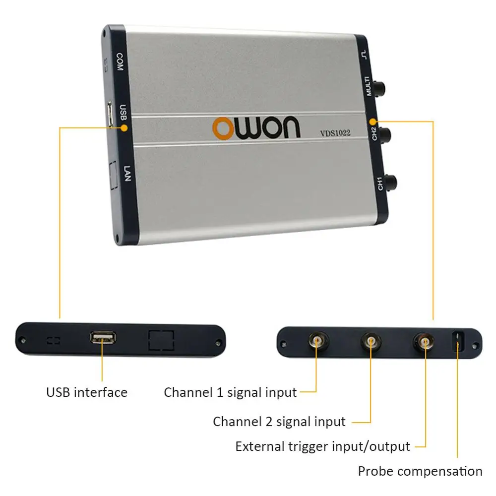 OWON VDS1022/VDS1022I 25MHz 100MSa/s Sample Rate 2/ 4 channels PC Digital Oscilloscope