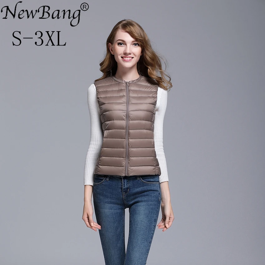 NewBang Vest Delle Donne Ultra Luce Imbottiture Gilet Portatile Senza Maniche Femminile Giacca A Vento Caldo Gilet O-Collo Del Collare di Inverno