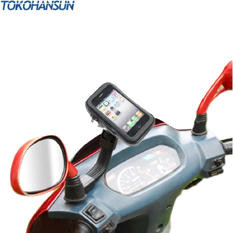 Image 4: Support de téléphone étanche pour moto et vélo, support de rétroviseur, support de scooter et de vélo, sac de téléphone pour Samsung, Hurbike