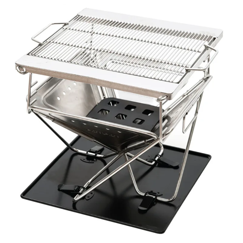 Outdoor thickened 304 stainless steel grill camping non-smoking  folding portable  wood burning stove