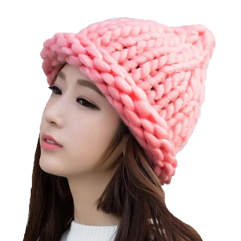 

2019 Women's Fashion Winter Wool Hat Coarse Lines Outdoor Warm Hat Beanie Knitted Hat Multicolor Optional