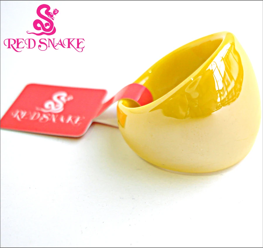 RED SNAKE Fashion Ring Handmade Lemon yellow with Pearl texture glossiness Murano Glass Rings