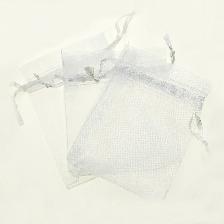 15*20cm 50pcs White Gift Bags For Jewelry/wedding/christmas/birthday Yarn Bag With Handles Packaging Organza Bags