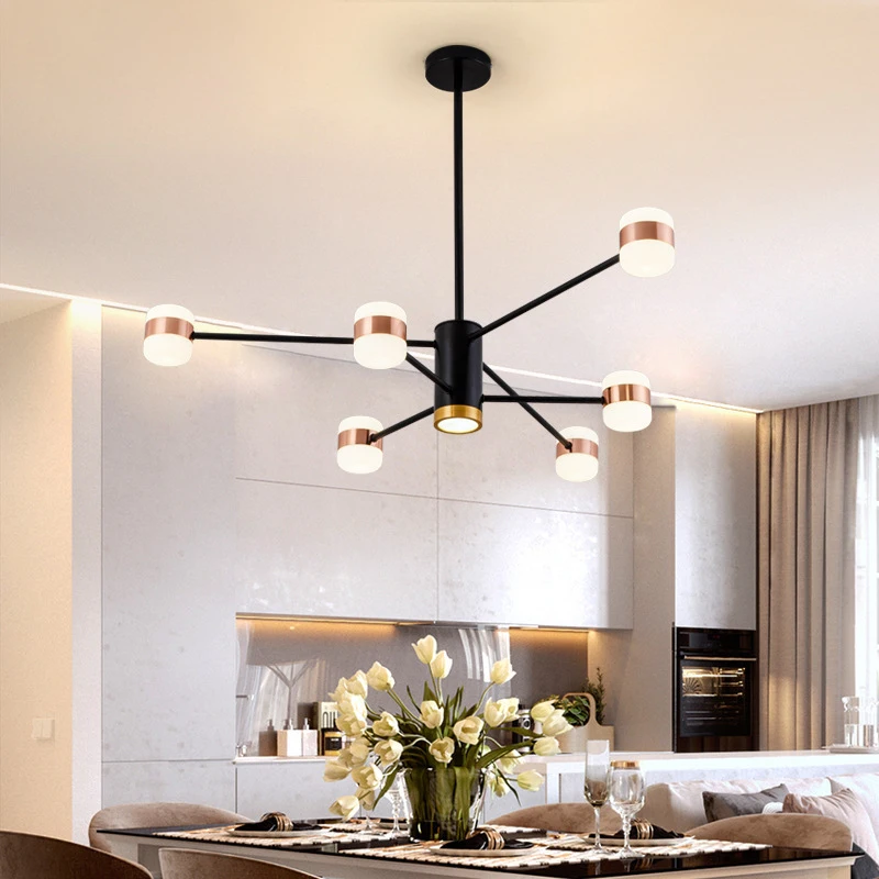 

Nordic Modern LED Chandelier 6/8/10/12/16 Heads Personality Iron Art Lamp Body Acrylic Indoor Lighting Holiday Lighting Hall