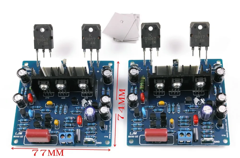 

2 шт., двухканальные усилители мощности звука MX50 SE 100WX2 KEC KTB817 / KTD1047 / sanken 2SA1295 / 2SC3264