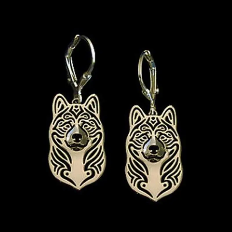 Fashion Alloy Pet Drop Earrings Women Metal Akita Dog Earrings