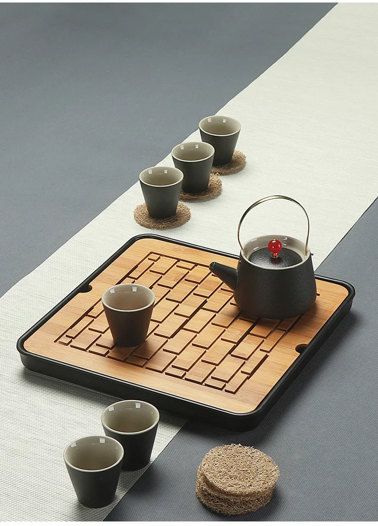 1PC Bamboo Tea Tray Drainage Water Storage Kung Fu Tea Set Room Board Table Chinese Tea Cup Ceremony Tools Tea Set MF 027