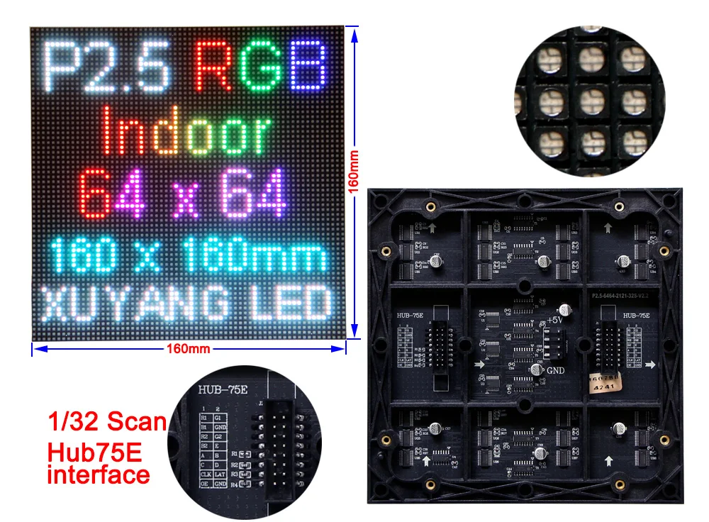 P2/P2.5 LED Module,Indoor Full Color HD Video Wall LED Display Module,P2.5 Indoor LED Video Wall LED Panel 320mm x 160mm