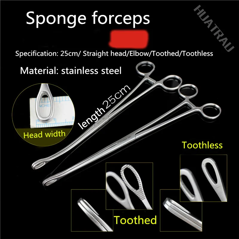 JZ medical instruments 304 stainless steel Oval Plier sponge forcep Beauty Cupping clamp Cotton ball gauze folder curved head