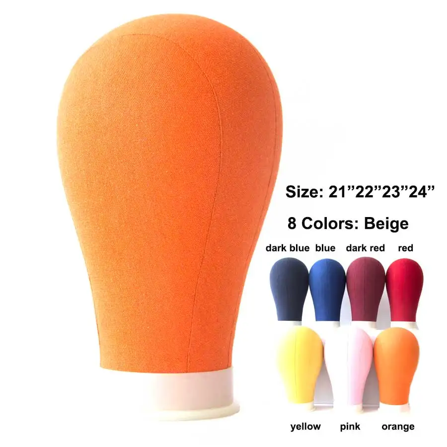 21/22/23 Inch Rainbow Color Canvas Block Mannequin Head Wig Stand Making Head Hair Styling Manikin Head For Making Wig Display