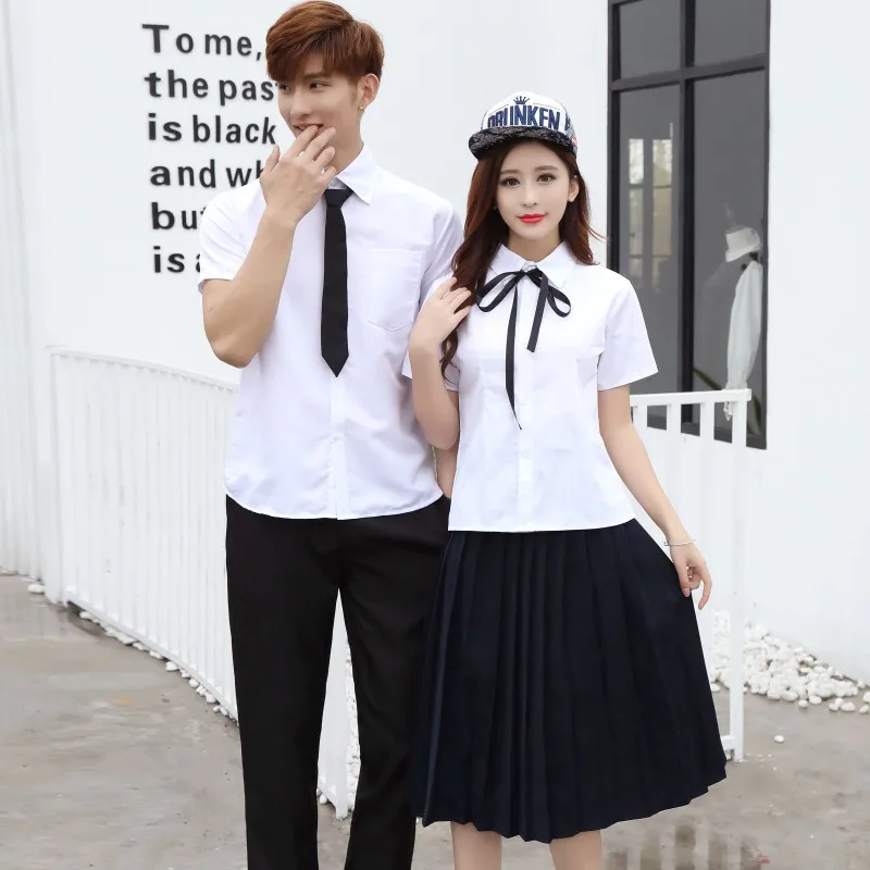 Students Sailor School Uniforms British Junior High School Uniforms Men's White Shirts Uniforms Pleated Skirt Sets D-0212