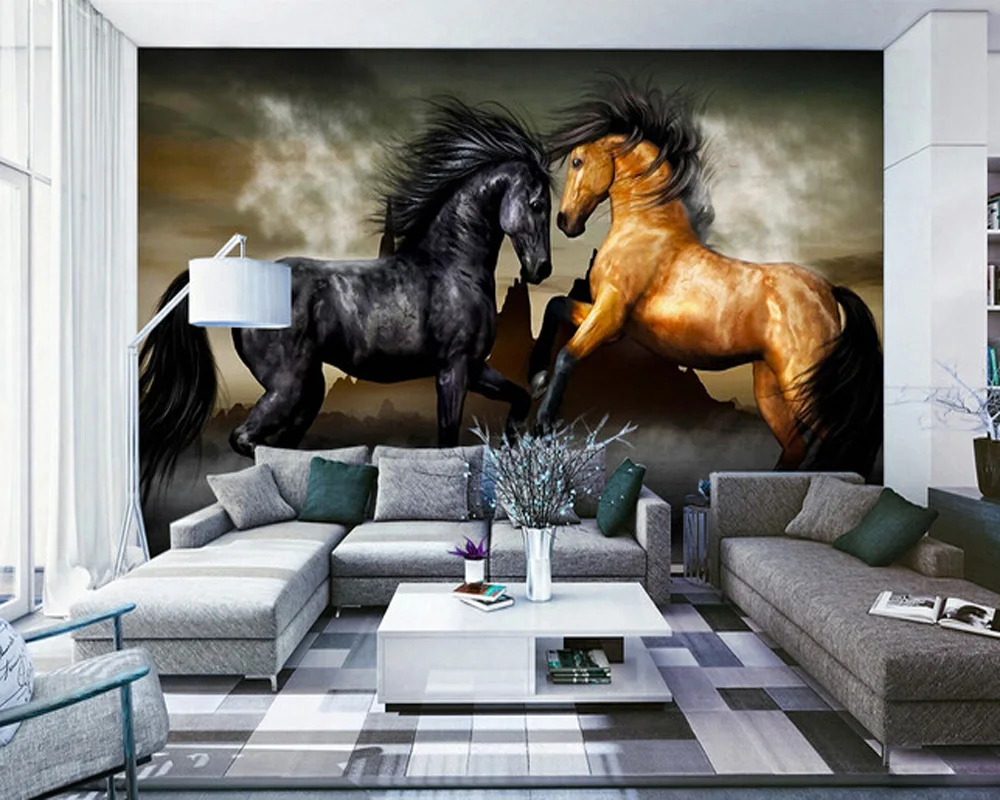 

Custom horse wallpaper 3D, oil painting horse for the living room bedroom TV background wall waterproof textile papel de parede