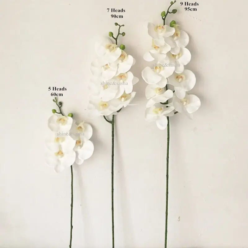 5-Heads/branch Artificial Butterfly orchid Phalaenopsis Silicon Real Touch  Latex Orchidee Wedding High Quality