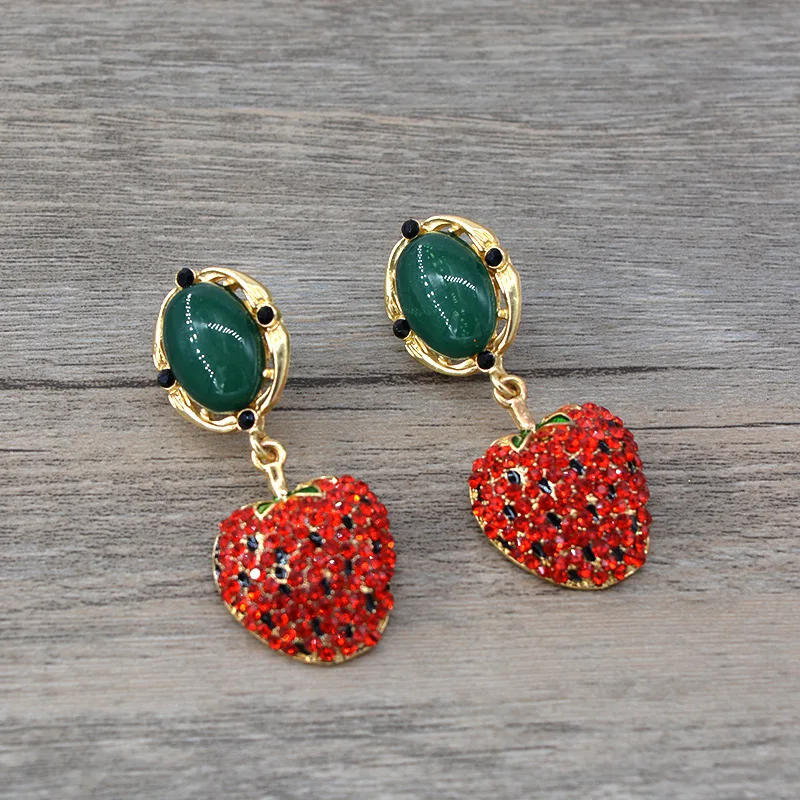 Fashion Fruit Strawberry Long Earrings for women Pendientes mujer серьги женские boucle d’oreille femmes