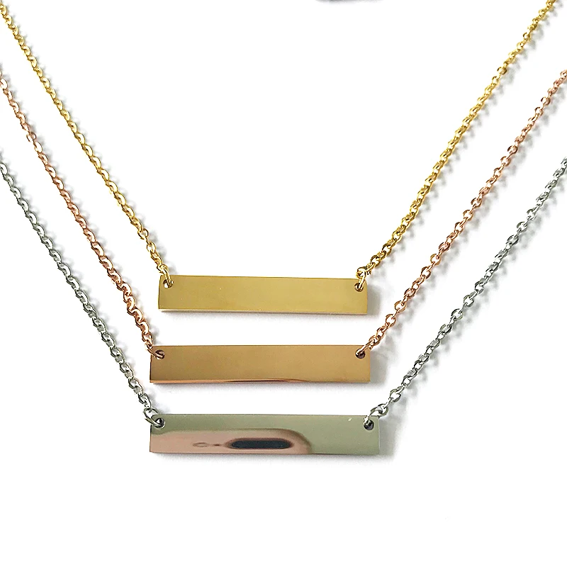 3pcs/Lot High Quality Stainless Steel Mirror Polished Blank Bar Pendant Necklace Fashion Jewelry 45cm