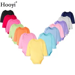 Hooyi 2018 Baby Clothes Long Sleeve Bodysuit Solid Pure Girls Jumpsuit 100% Cotton Soft Premature Clothing Newborn Shirts 0-24M