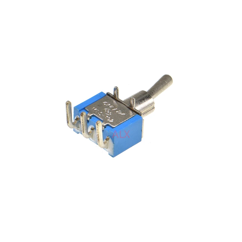 5PCS BLUE MINI MTS-102 RIGHT ANGLE Miniature toggle switch PCB Panel Mount SPDT 3PIN ON-ON power switche 6A/125V 3A/250V MTS102