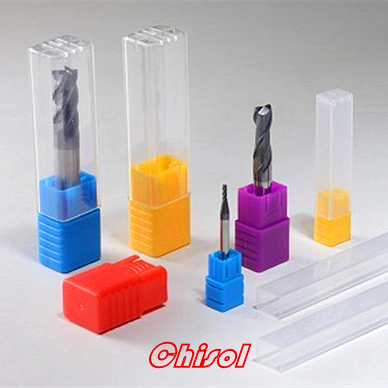 100pcs CNC End Mill Plastic Packing Box Hardware Tools PP Packaging Boxes For Drill Bit Screw Taps End mill