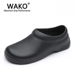 WAKO Men Chef Shoes Male Sandals for Kitchen Workers Super Anti-skid Man Non Slip Shoes Black Cook Shoes Safety Clogs Size 36-45