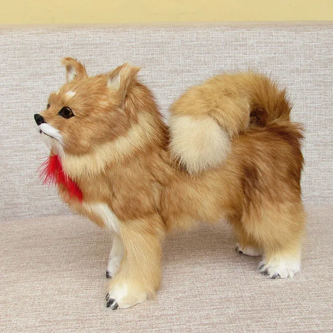 

simulation dog large 28x25 cm furry fur Pomeranian model decoration gift h1326