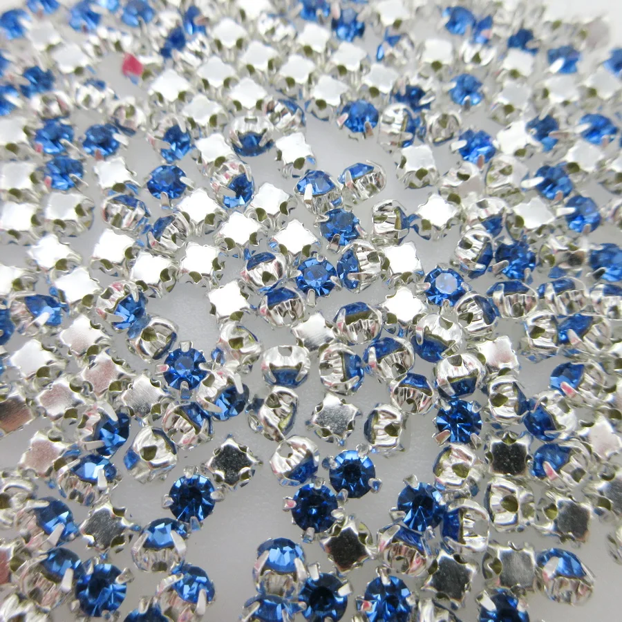 200pcs/pack Colorful glass crystal Silver claw 4mm Round shape Sew on rhinestone beads garment accessories bags shoes diy trim