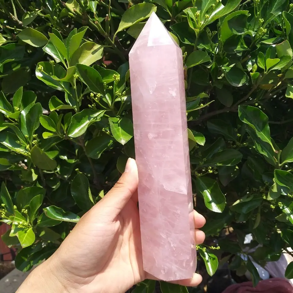 1.1kg Natural Pink Rose Quartz Crystal Obelisk Wand Point Healing