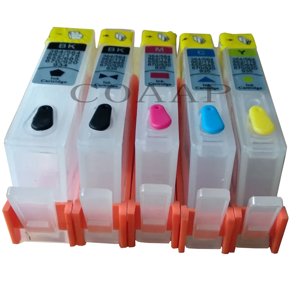 Refillable Ink cartridges for hp 364 kit + 500ml Dye inks for HP Photosmart 5510 5520 6510 6520 7510 7520 e-All-in-One