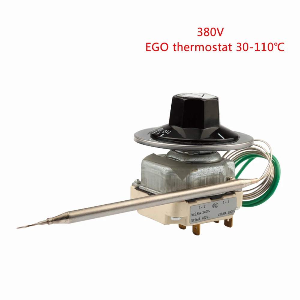 EGO 380V 다이얼, 6 핀 모세관 온도 조절기, 온도 컨트롤러 스위치, 전기 오븐용, 30-110 ℃, 55.34022.170