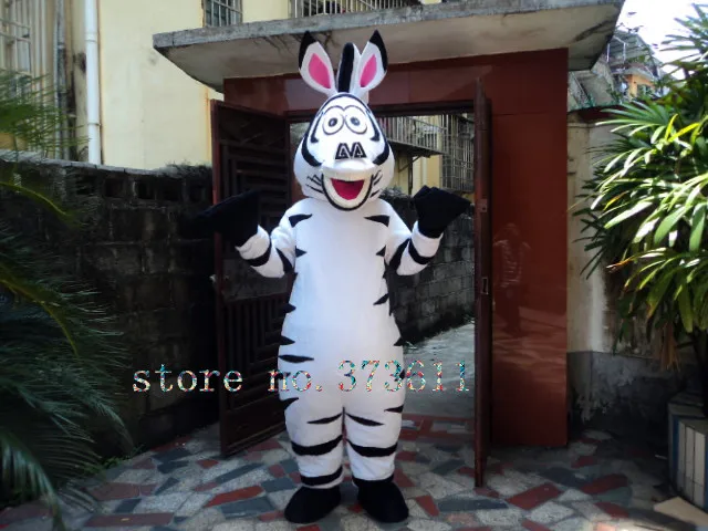 High quality adult size in Madagascar Zebra Mascot Costume Madagascar Marty Mascot Costume With Fan & Helmet Free Shipping