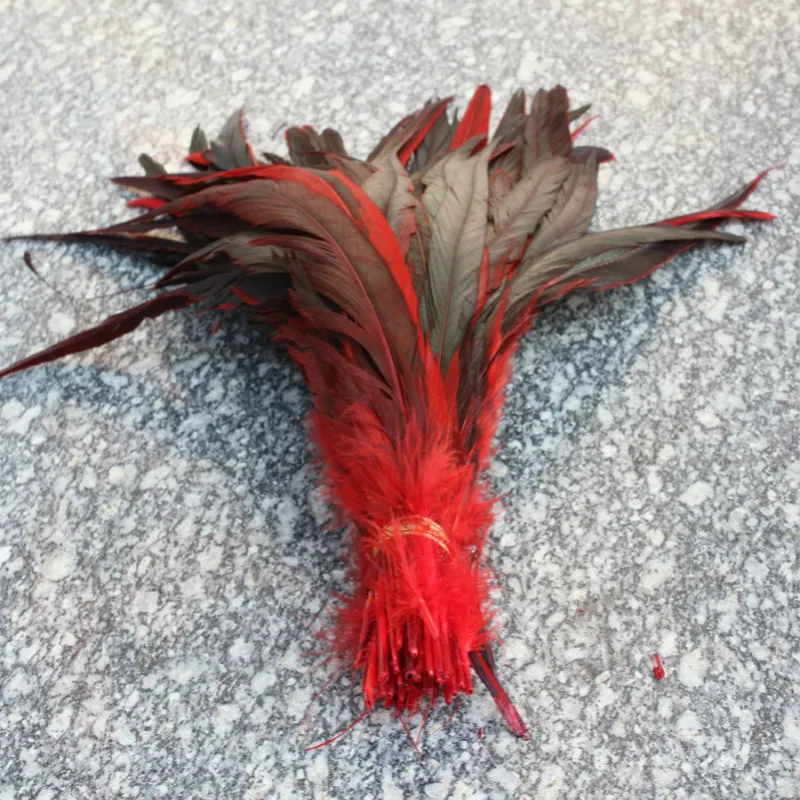 

New! Wholesale high quality 500 pc red rooster feathers, 12-14 "/ 30-35CM DIY jewelry decoration, art props accessories
