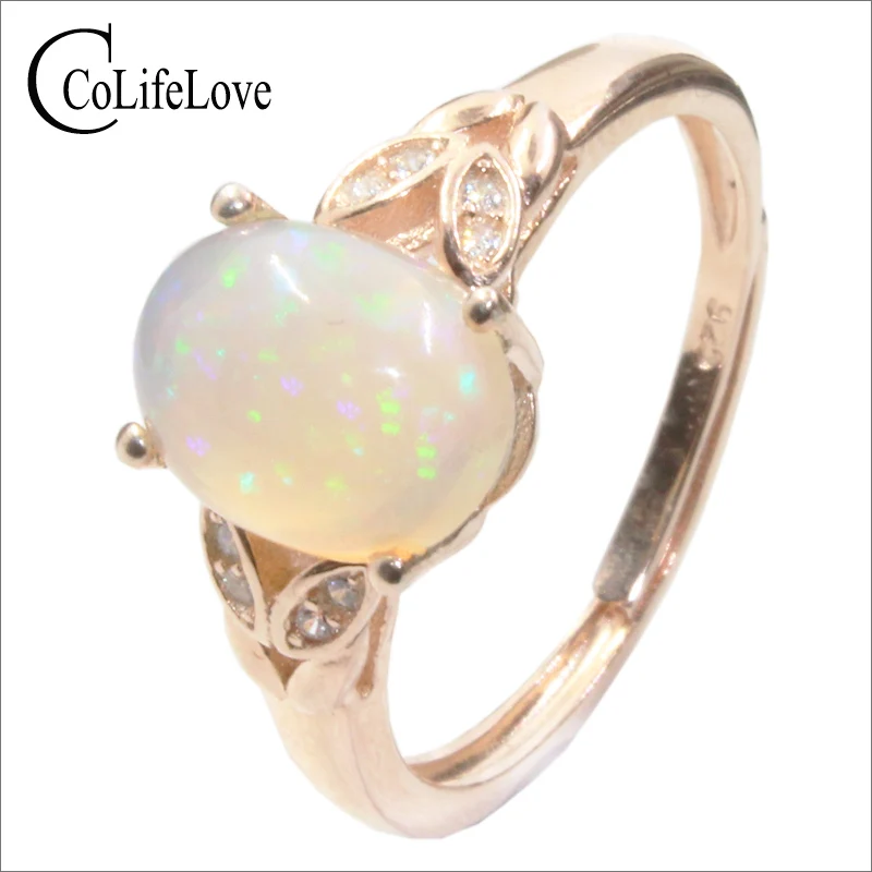 CoLife Jewelry Classic Opal Ring for Anniversary Day 1ct Natural Australia Opal Silver Ring Solid 925 Silver Opal Jewelry