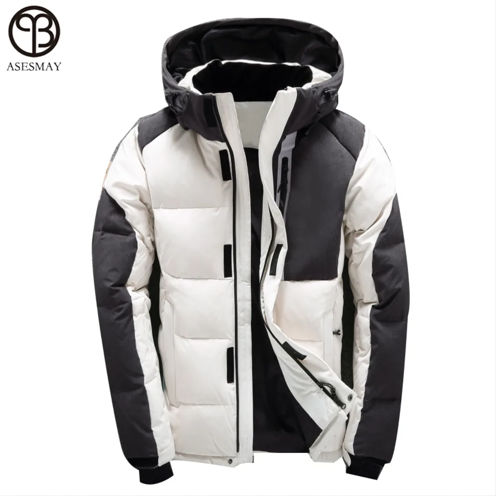 Asesmay-Chaqueta de plumón de pato blanco para hombre, Parka de alta calidad, abrigos de invierno con capucha, chaqueta de plumas de ganso, abrigo