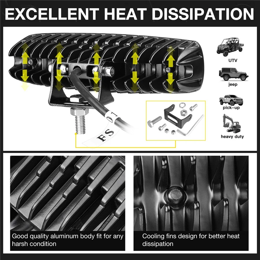 12V 72W SPOT LED Off road lampa do pracy do jazdy ATV UTE 4WD SUV ciężarówki łodzi — zdjęcie 6