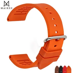 MAIKES Watch Accessories Quality Fluoro Rubber Watch Band 20mm 22mm 24mm Sport Watch Strap Orange Watchband For Omega Watch