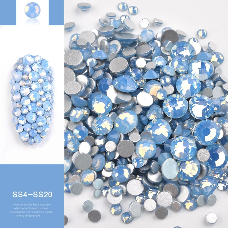 1 Packung Mix Opal Kristall Nagelkunst Strasssteine 3D Charm Glas Flache Rückseite Nicht-Hotfix DIY Nagel-Schmuck-Aufkleber Dekorationen für Nägel – Detail 7