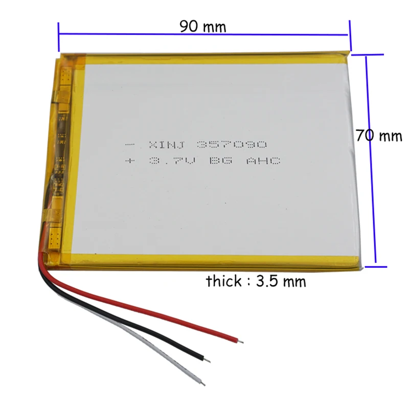 Termistor 3,7 V 3000 mAh 11,11 Wh 3 przewody Polimerowa bateria litowo-litowo-litowo-polimerowa Lipo 357090 Przenoลny tablet PC dla Axys 4G E-Book